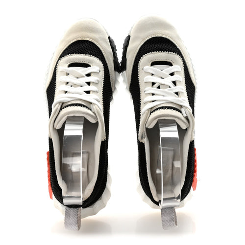 Air Mesh Suede Goatskin Bouncing Sneakers 35 Black Orange