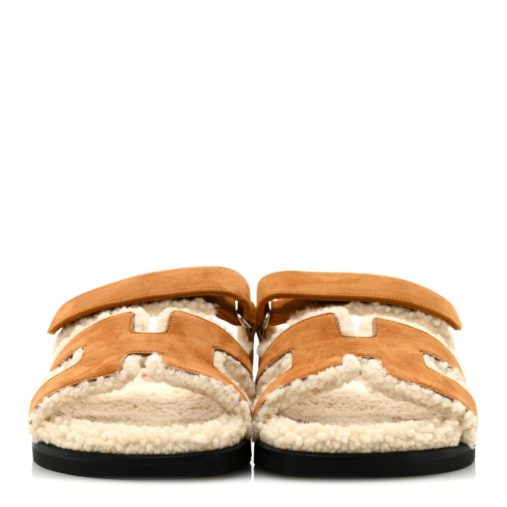 Suede Goatskin Woolskin Womens Chypre Sandals 40 Naturel Ecru