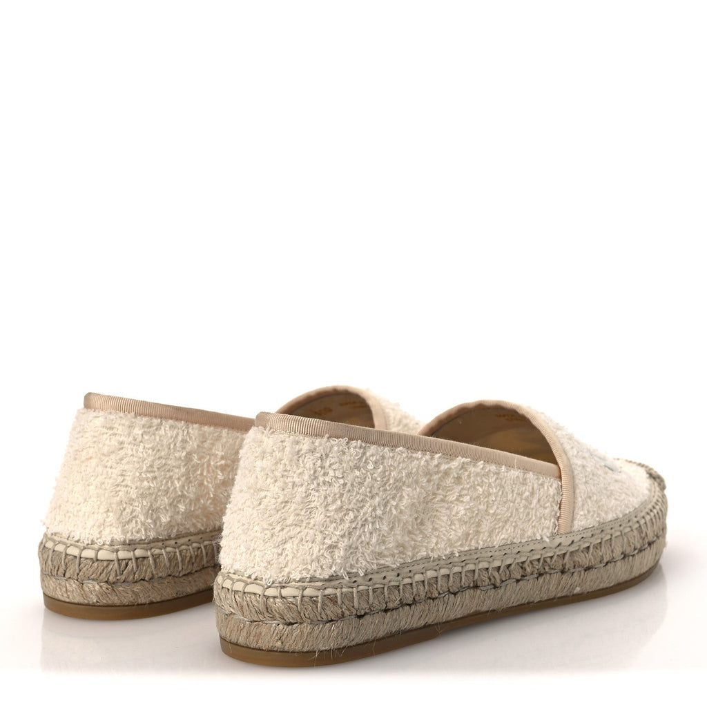 Terry Cloth Interlocking G Espadrilles 38.5 Ivory Dusty White Beige
