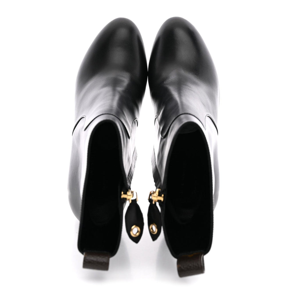 LV X YK Calfskin Monogram Silhouette Ankle Boots 37.5 Black