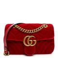 Velvet Matelasse Mini GG Marmont Shoulder Bag Hibiscus Red