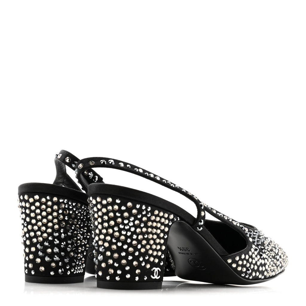 Strass Cap Toe CC Slingback Pumps 39.5 Black