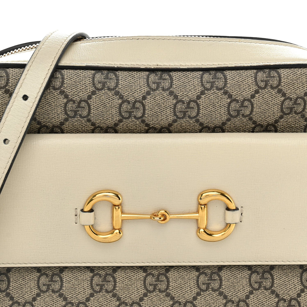 GG Supreme Monogram Small Horsebit 1955 Shoulder Bag Beige Mystic White