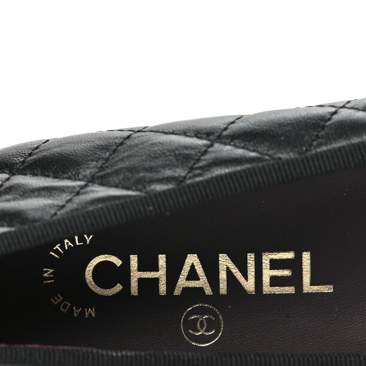 Calfskin Quilted CC Cap Toe Ballerina Flats 40 Black
