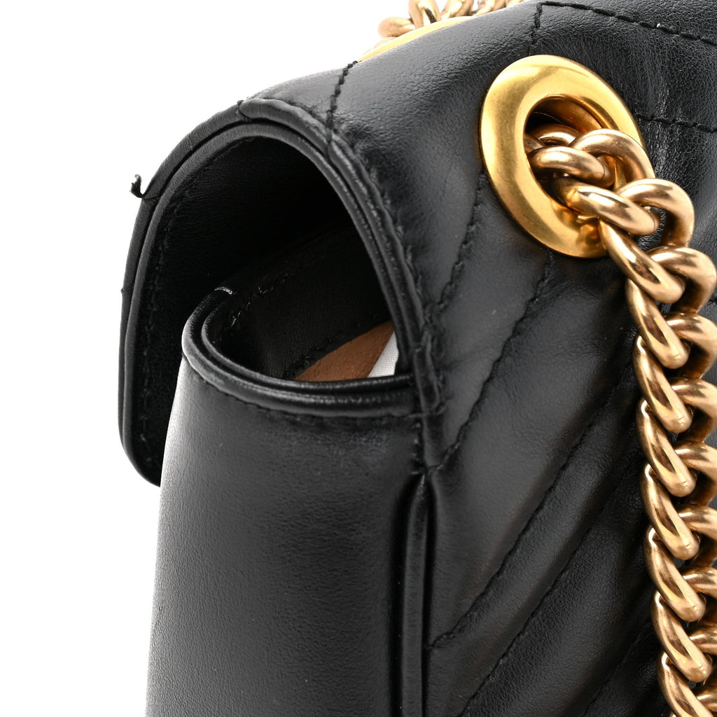 Calfskin Matelasse Mini GG Marmont Shoulder Bag Black