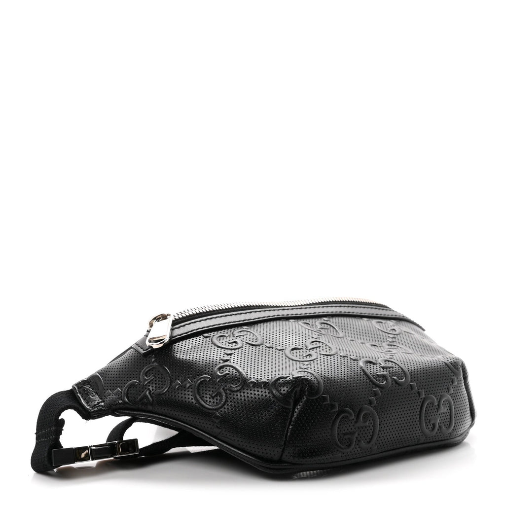 Calfskin GG Tennis Embossed Belt Bag Black