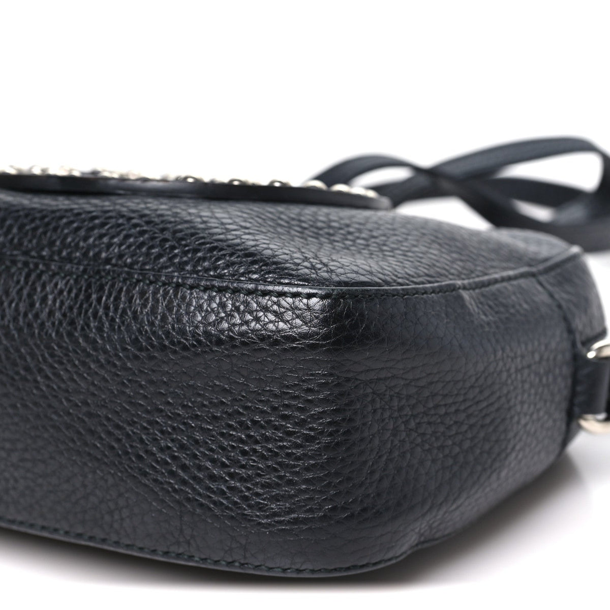 Pebbled Calfskin Studded Small Soho Disco Bag Black