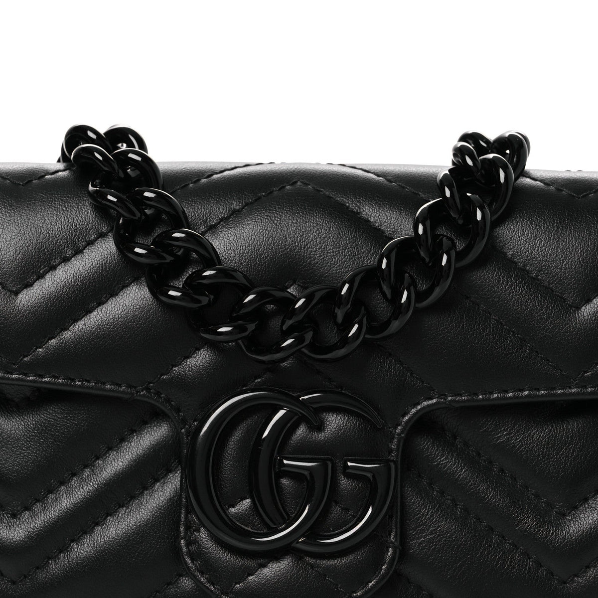 Calfskin Matelasse Monochrome GG Marmont Chain Belt Bag Black