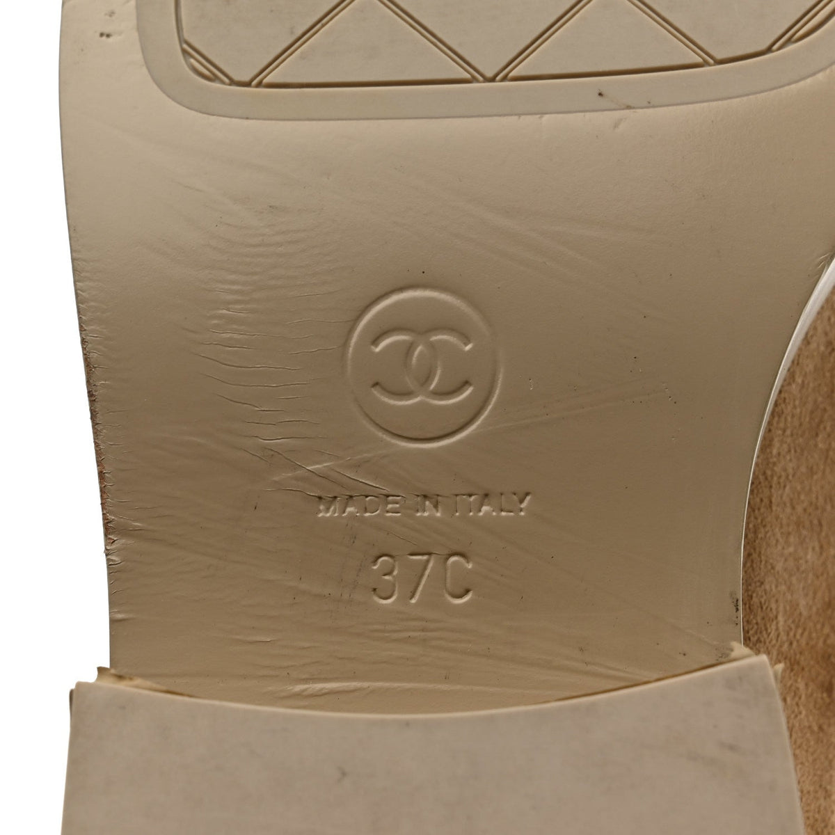 Suede Metal CC Mocassin Loafers 37 Beige