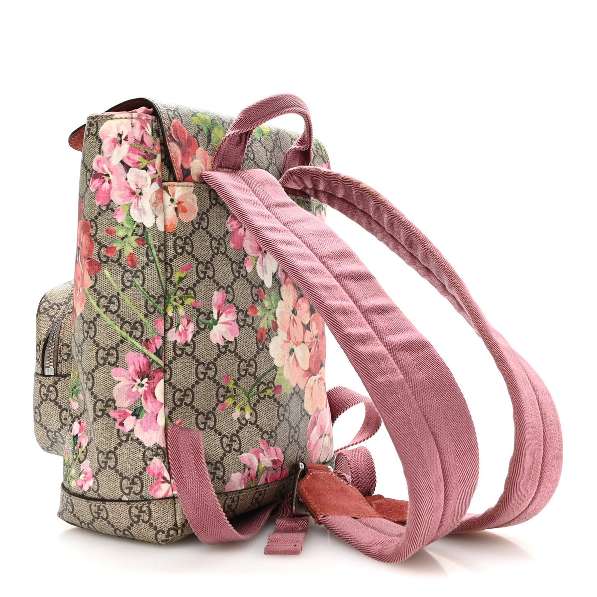 GG Supreme Monogram Blooms Small Single Buckle Backpack Beige Multicolor Dry Rose