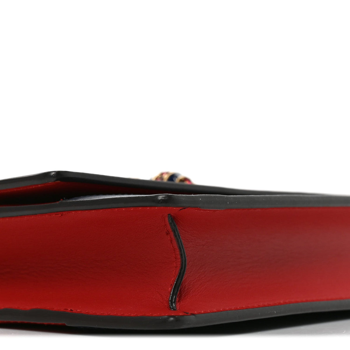 Calfskin Queen Margaret Chain Wallet Blue Agata Hibiscus Red Mystic White