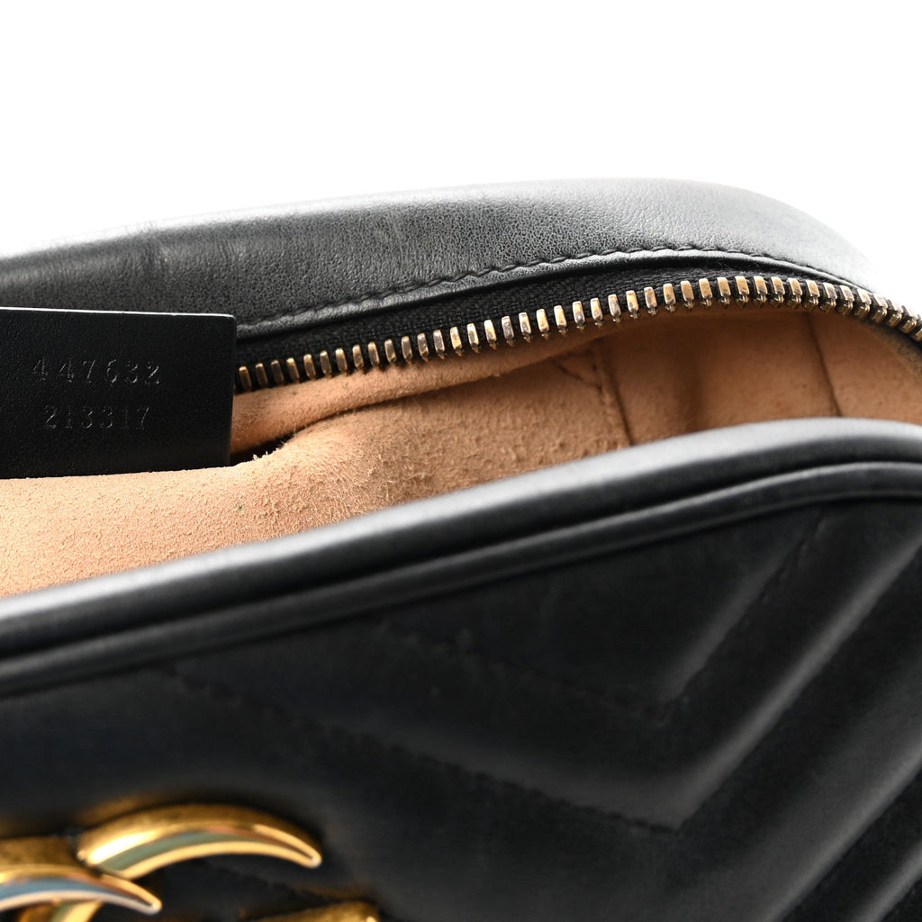 Calfskin Matelasse Small GG Marmont Chain Shoulder Bag Black