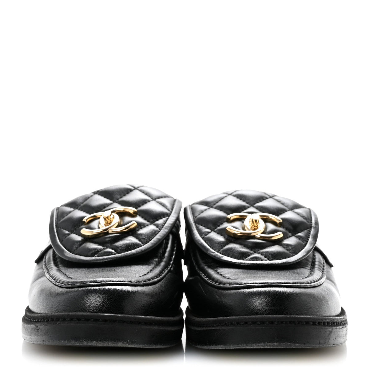Lambskin Quilted CC Turnlock Mules 39.5 Black