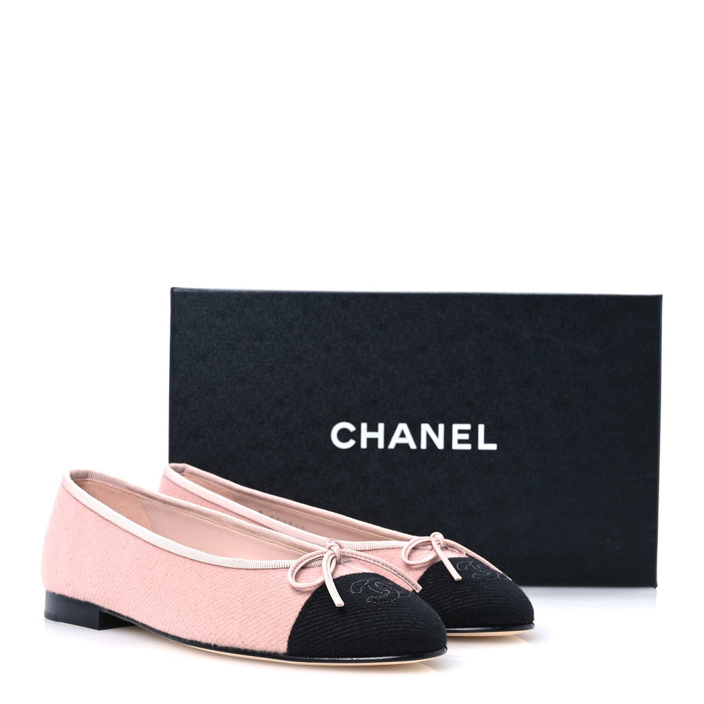 Fabric Cap Toe CC Ballet Flats 36 Light Pink Black