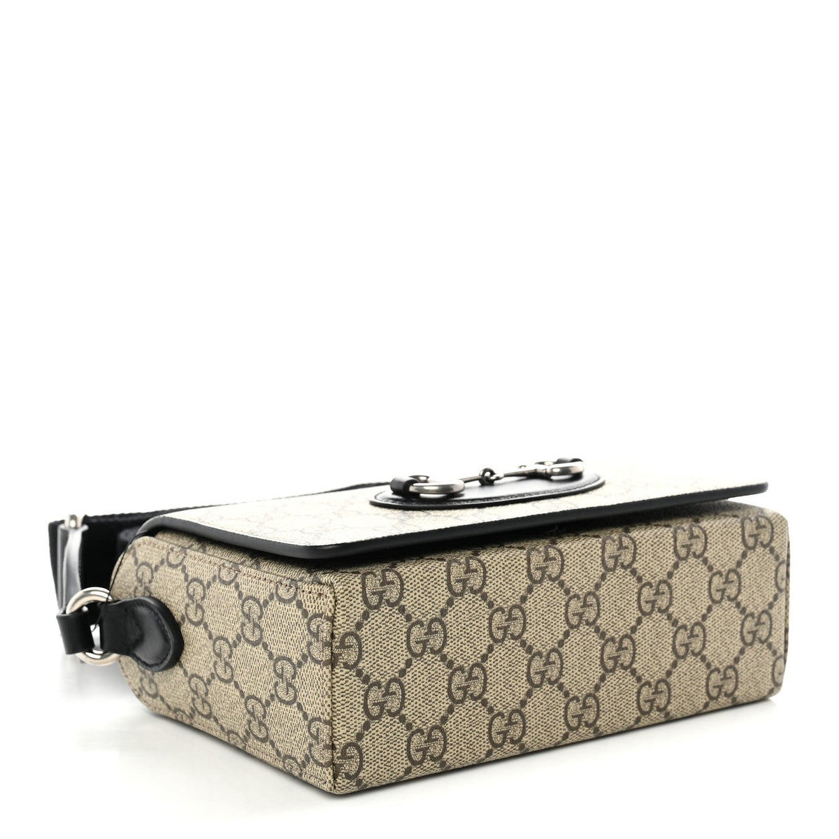 GG Supreme Monogram Mini Horsebit 1955 Shoulder Bag Beige Ebony Black