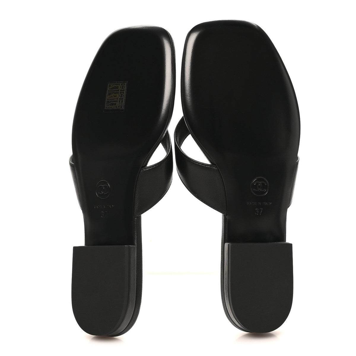 Lambskin CC Thong Sandals 37 Black
