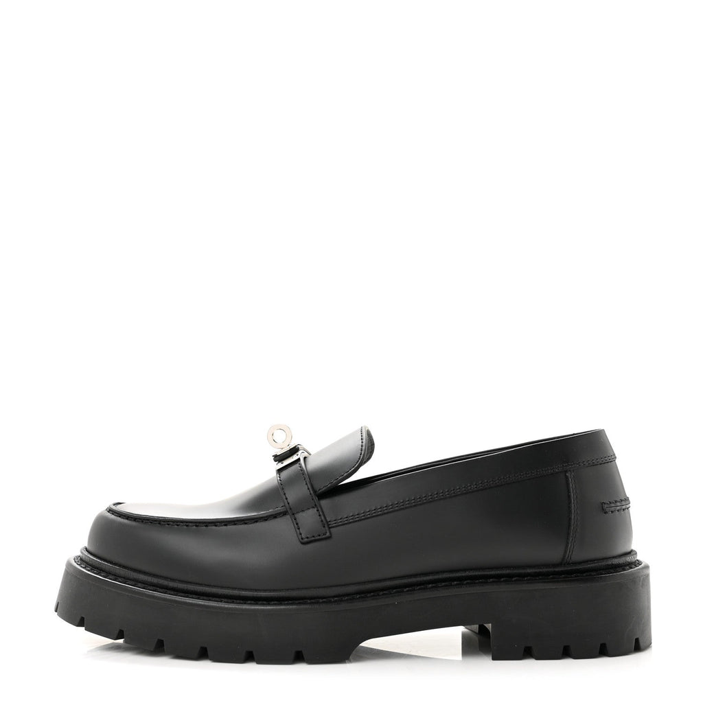 Calfskin Womens Icone Loafers 37 Black
