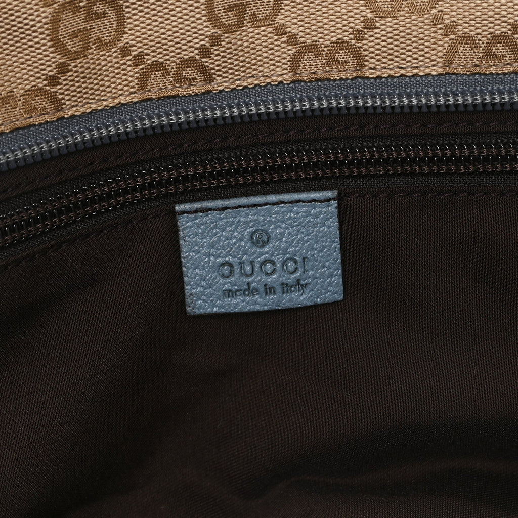 GG Monogram Medium Web Handle Bucket Tote Blue