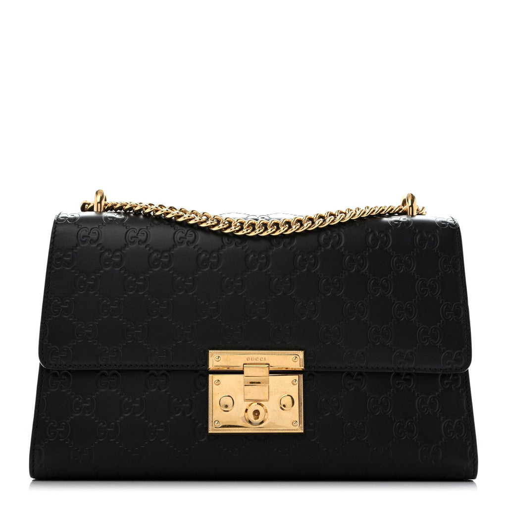 Guccissima Medium Padlock Shoulder Bag Black