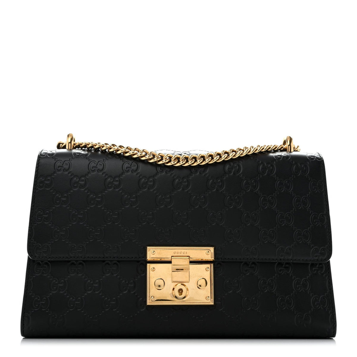 Guccissima Medium Padlock Shoulder Bag Black