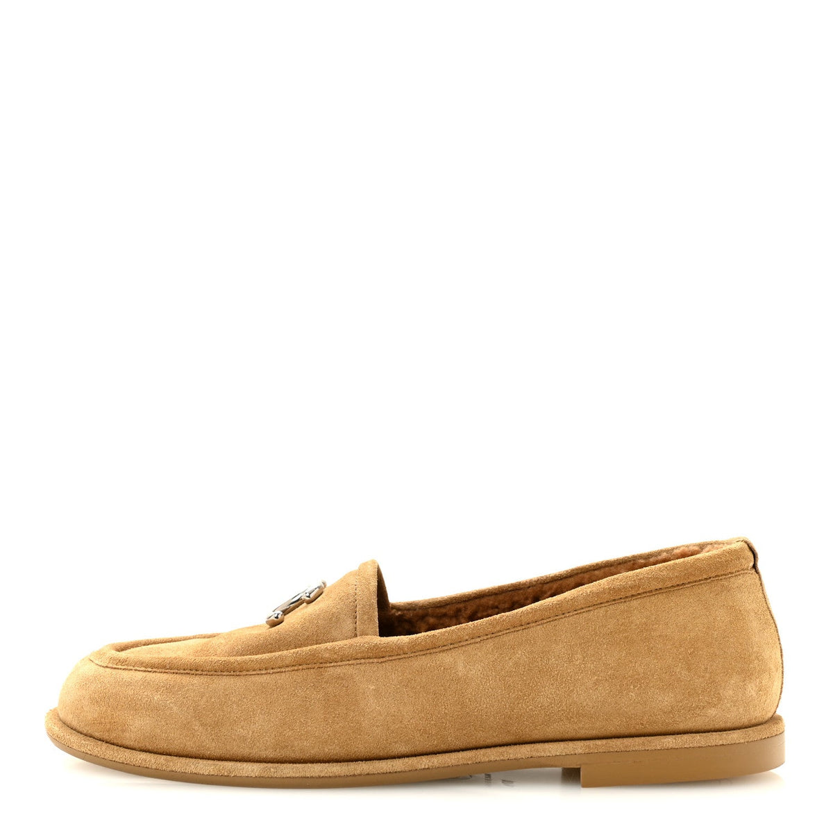 Suede Calfskin CC Loafers 37.5 Dark Beige