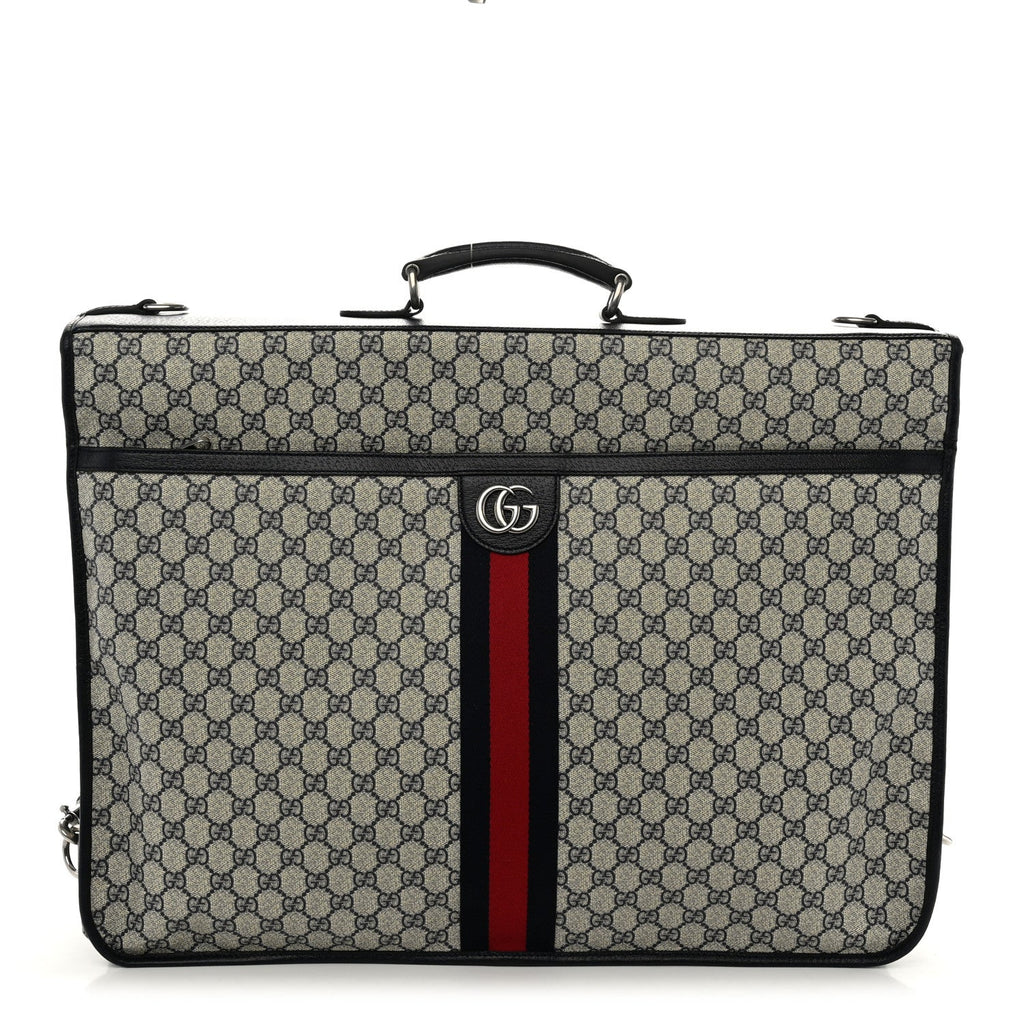 GG Supreme Monogram Web Savoy Garment Bag Beige Blue