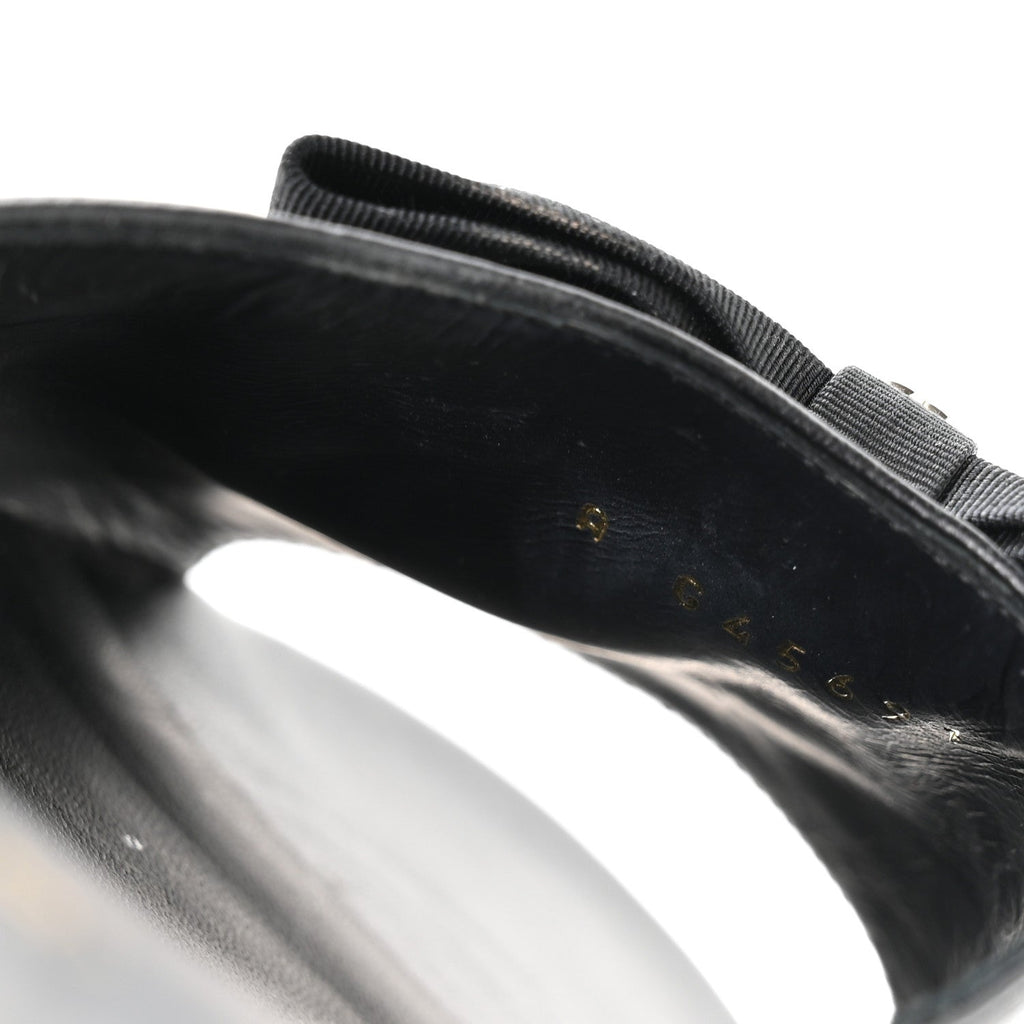 Lambskin Grosgrain Bow CC Mules 40 Black