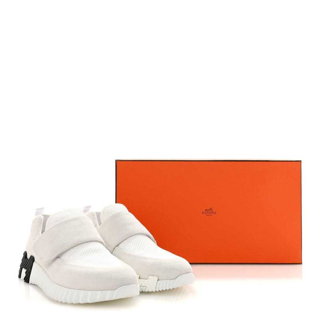 Suede Goatskin Mesh Fabric H Sneakers 38 White