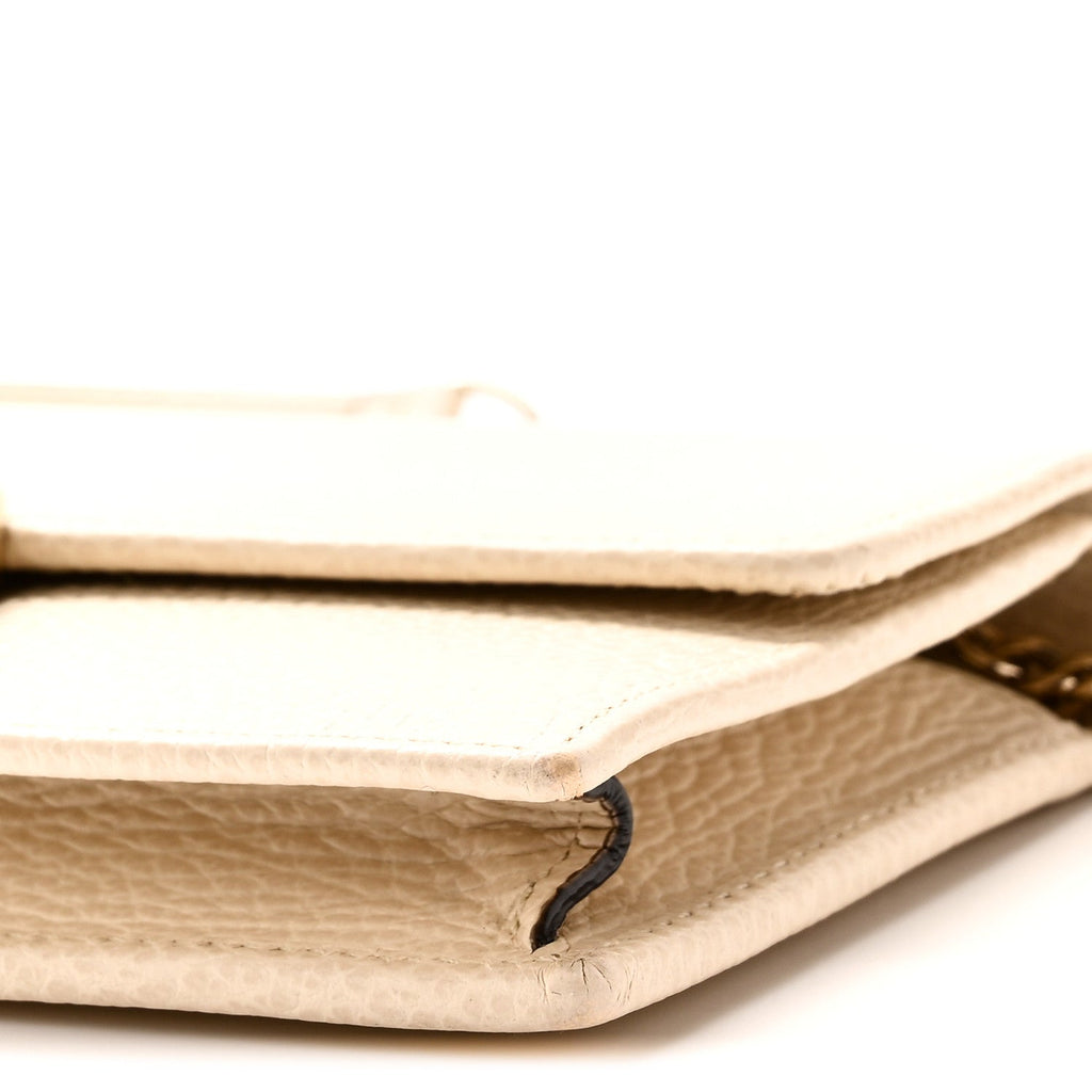Dollar Calfskin Interlocking G Chain Wallet Ivoire