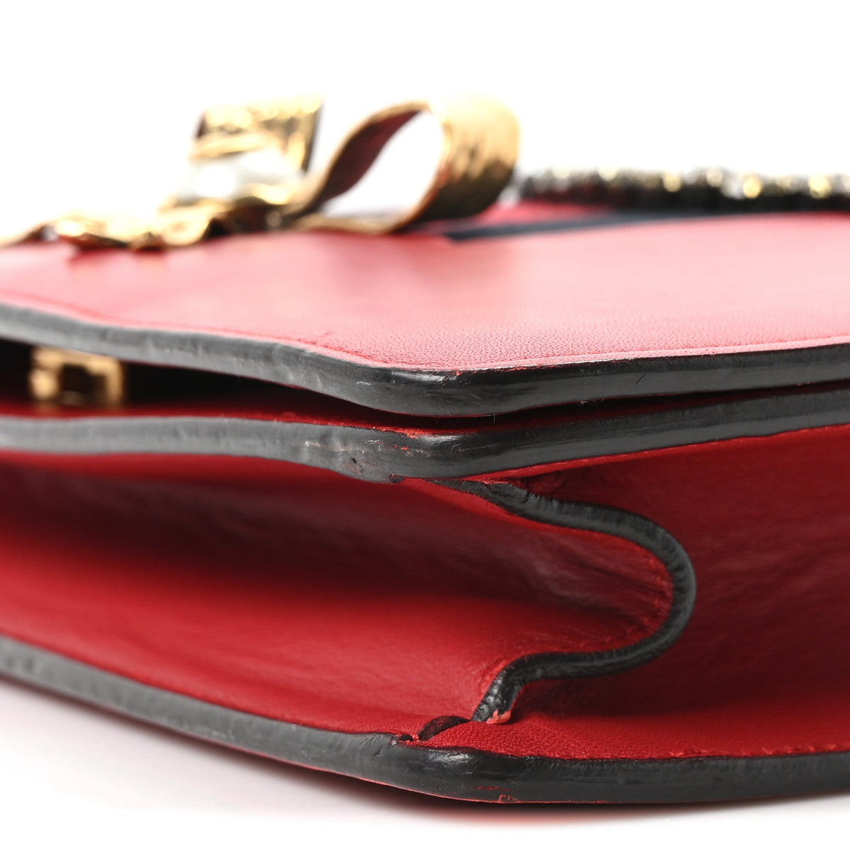 Calfskin Web Medium Peony Chain Shoulder Bag Red