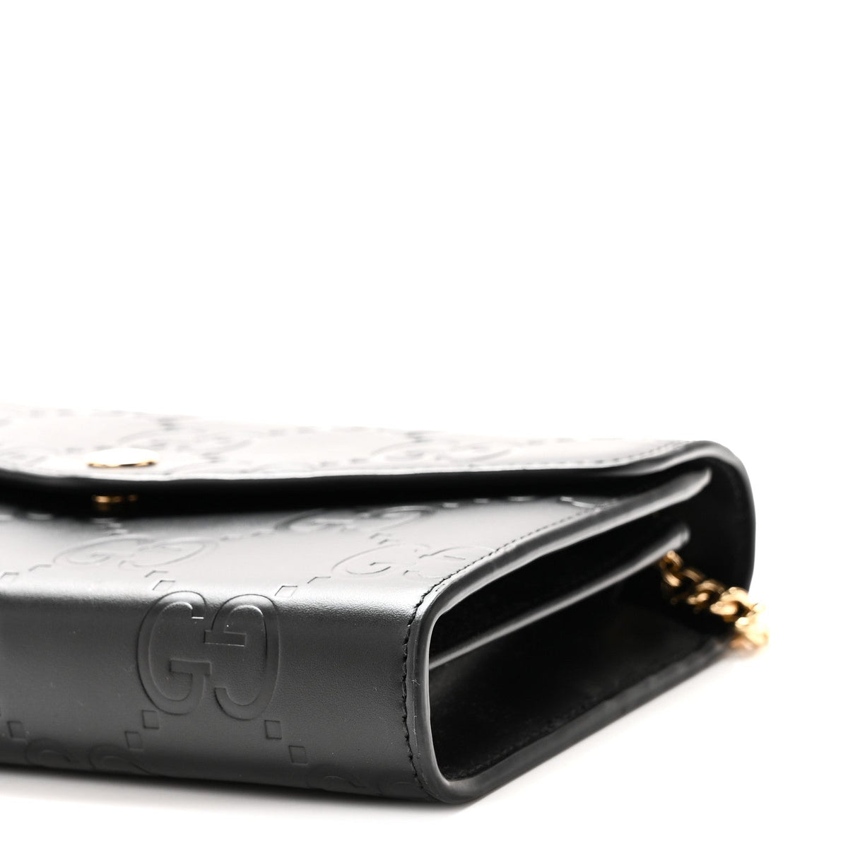 Calfskin GG Debossed Chain Wallet Black