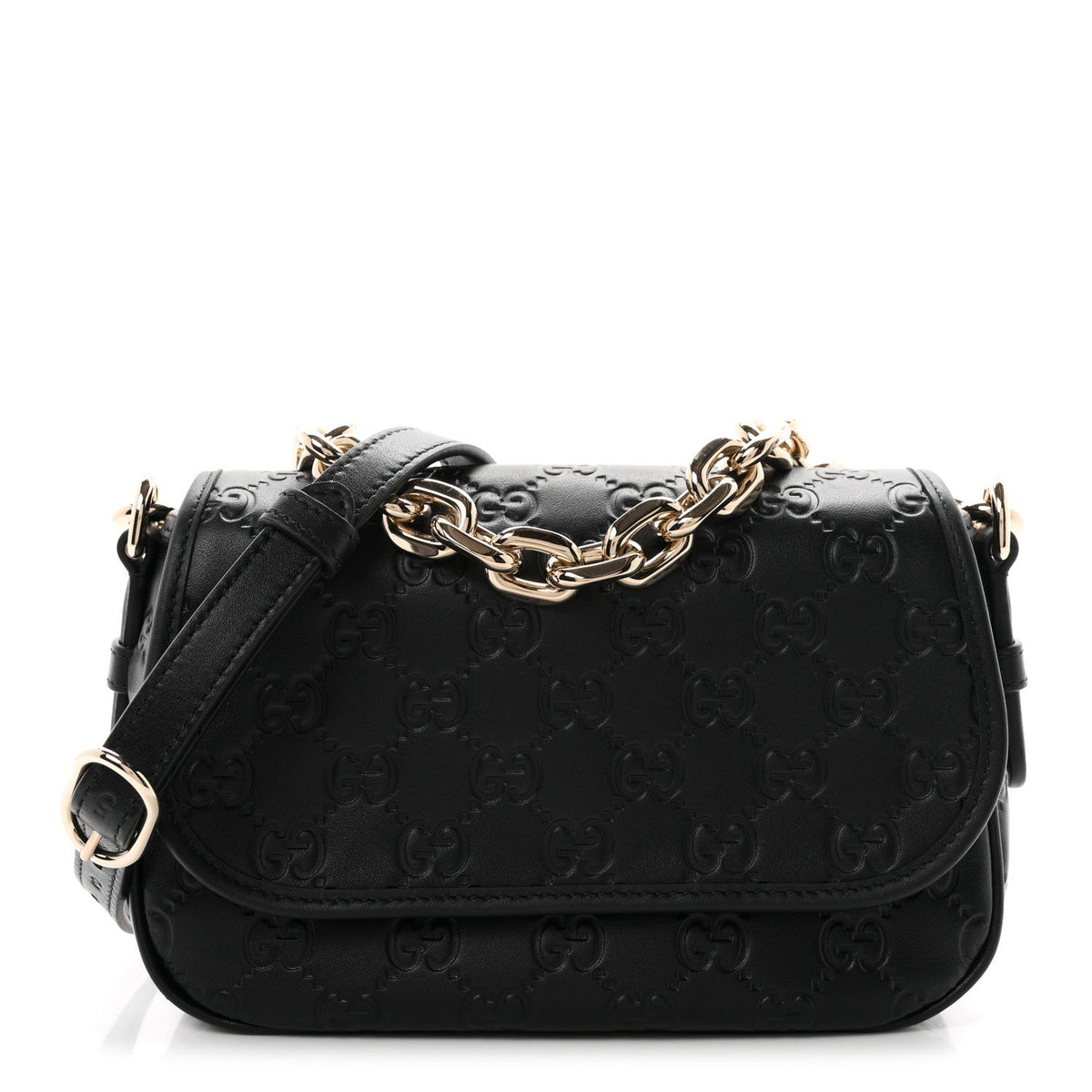 GG Calfskin Embossed Emblem Arabella Bag Black