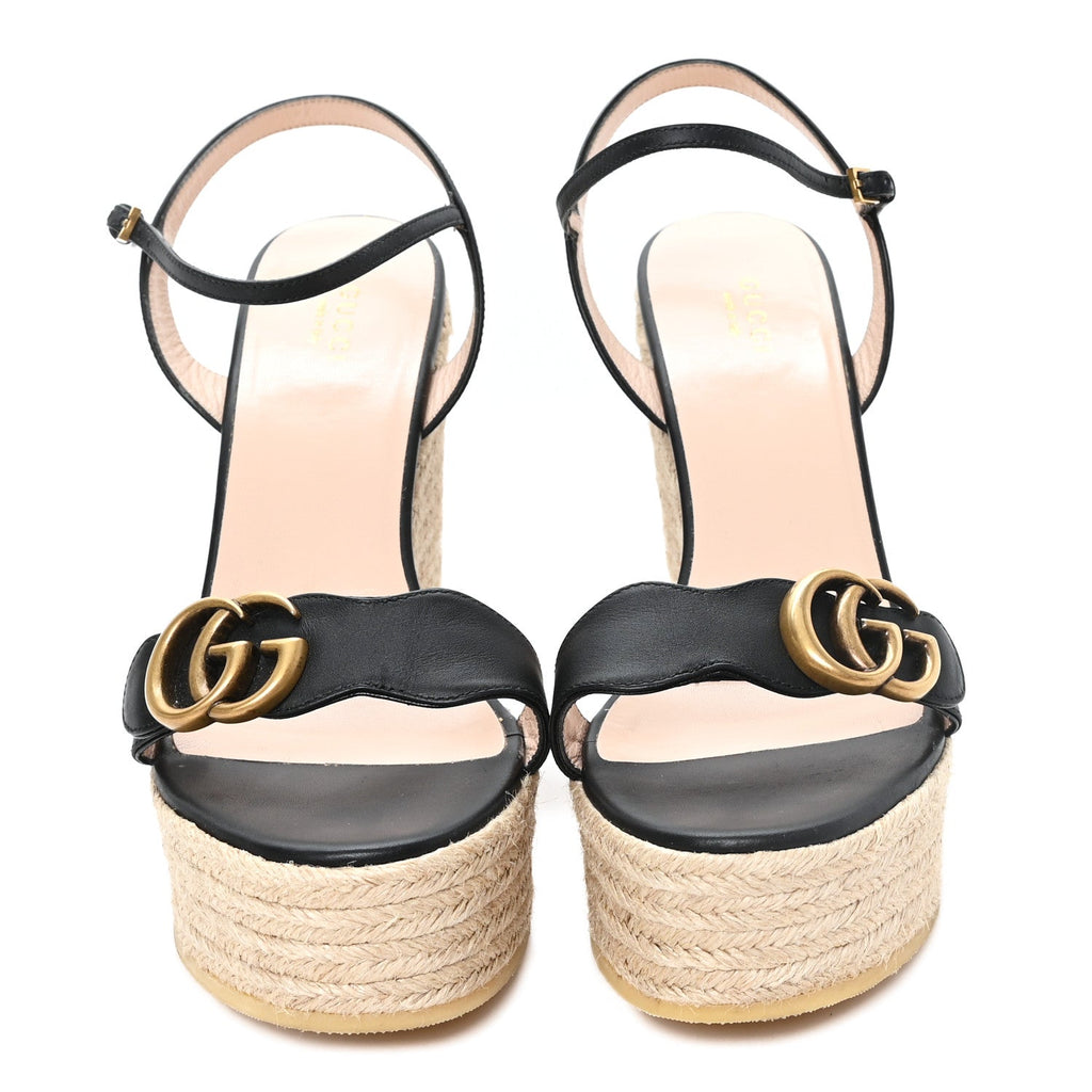 Nappa Matelasse GG Marmont Slingback Platform 45/130mm Espadrille Wedges 39.5 Black