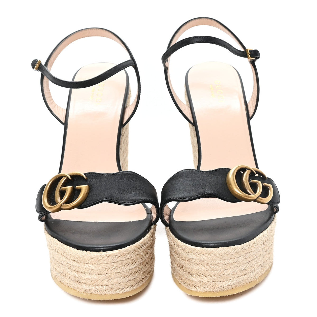 Nappa Matelasse GG Marmont Slingback Platform 45/130mm Espadrille Wedges 39.5 Black
