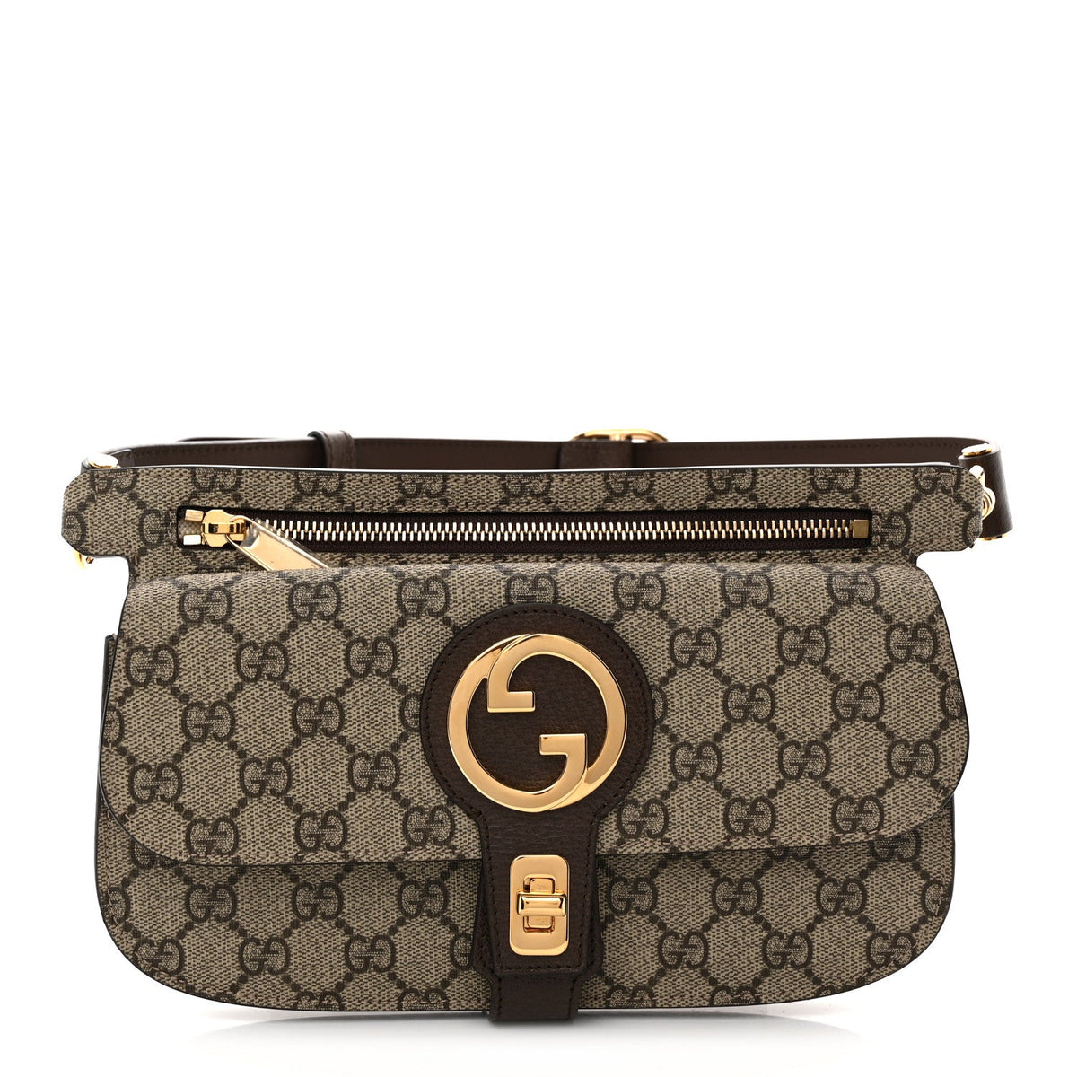 GG Supreme Monogram Textured Dollar Calfskin Blondie Belt Bag Beige Ebony New Acero