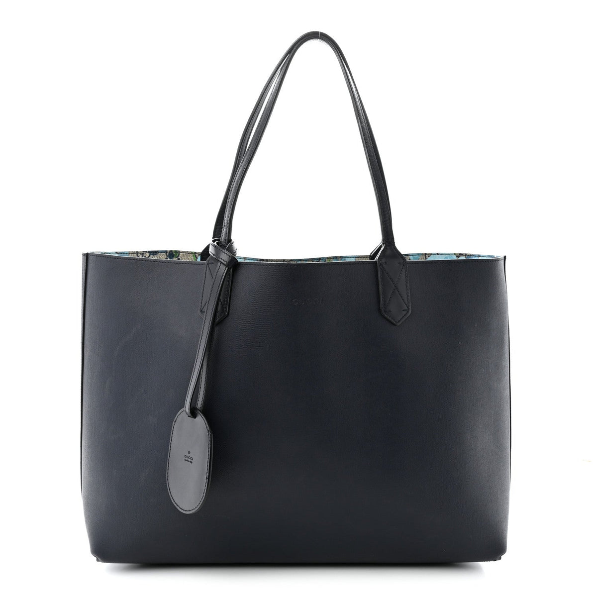 GG Supreme Monogram Blooms Medium Reversible Tote Beige Blue Navy