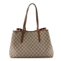 GG Supreme Monogram Emblem Large Tote Bag Beige Dark Brown