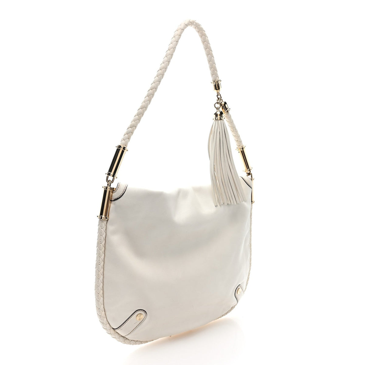 Calfskin Medium Britt Tassel Shoulder Bag Ivory