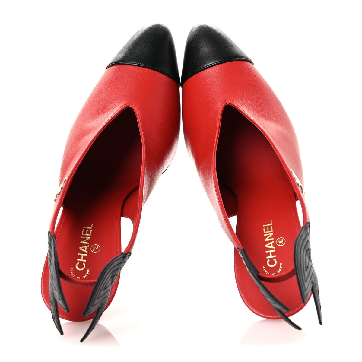 Lambskin Slingback Pumps 38 Red Black