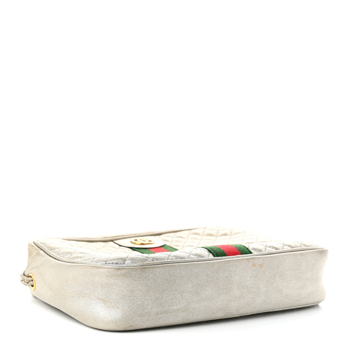 Laminated Nappa Web Trapuntata Mini GG Shoulder Bag Argento