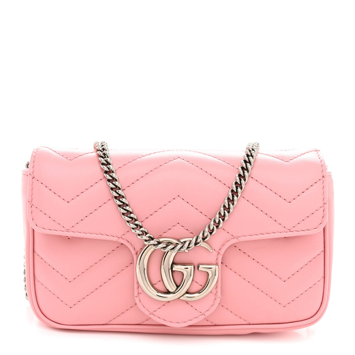 Calfskin Matelasse Super Mini GG Marmont Shoulder Bag Wild Rose Wild Rose