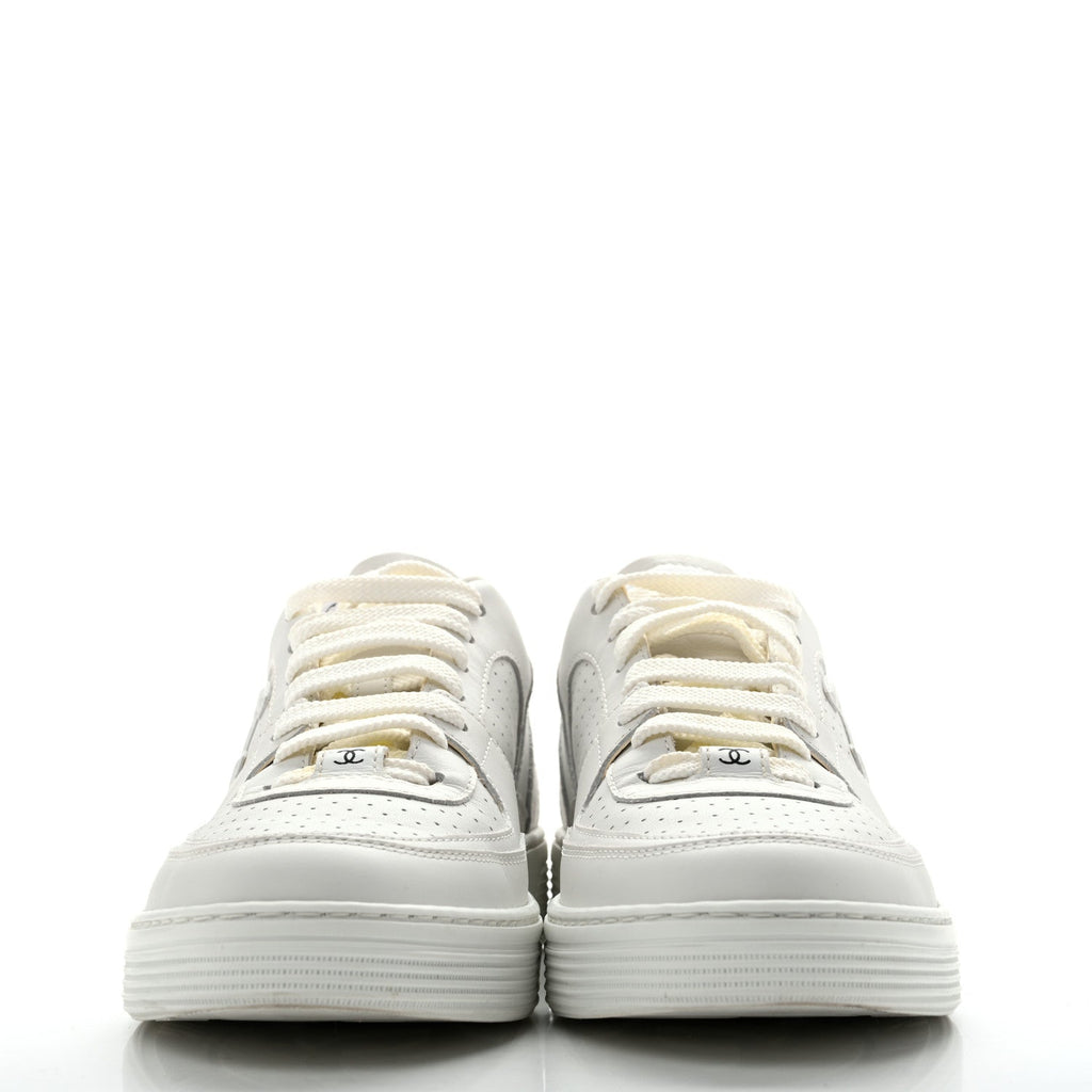 Calfskin CC Womens Sneakers 39.5 White
