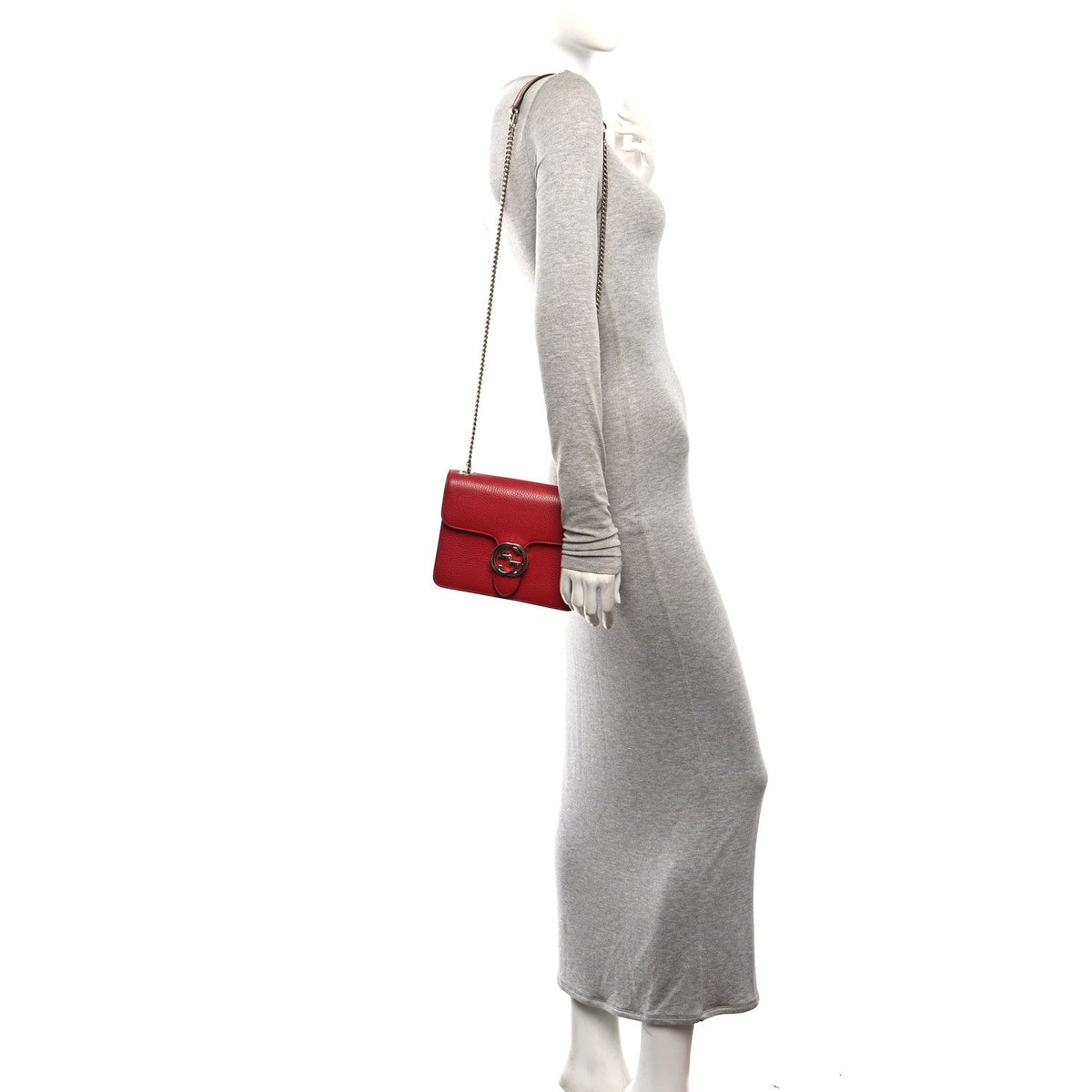 Dollar Calfskin Small Interlocking G Shoulder Bag Red