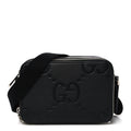 Piuma Calfskin Jumbo GG Embossed Super Mini Messenger Bag Black