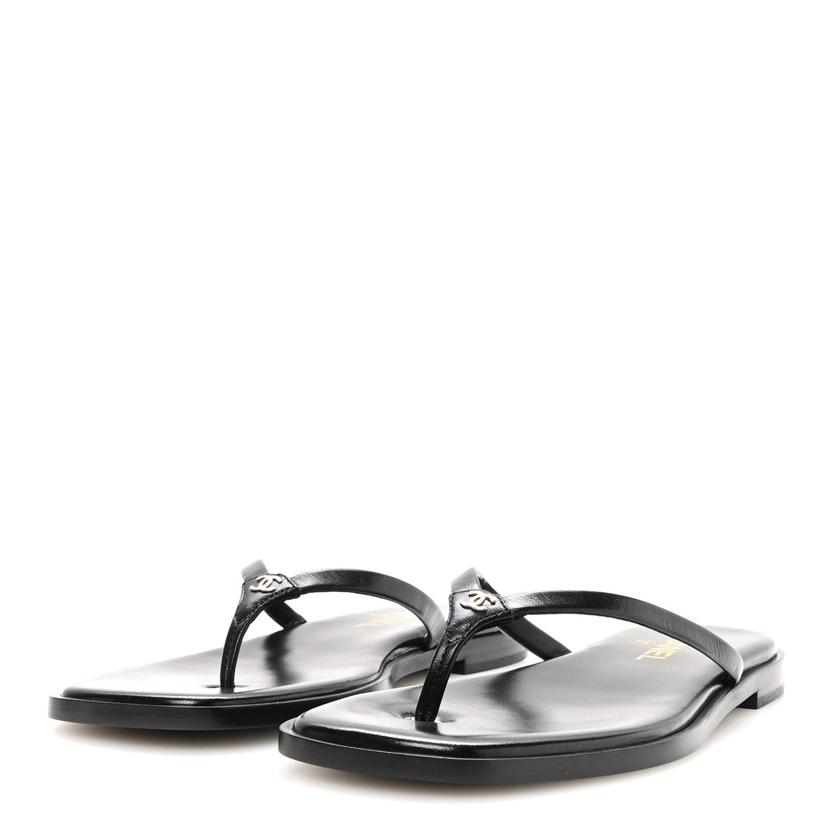 Goatskin Times Square Thong Sandals 39.5 Black