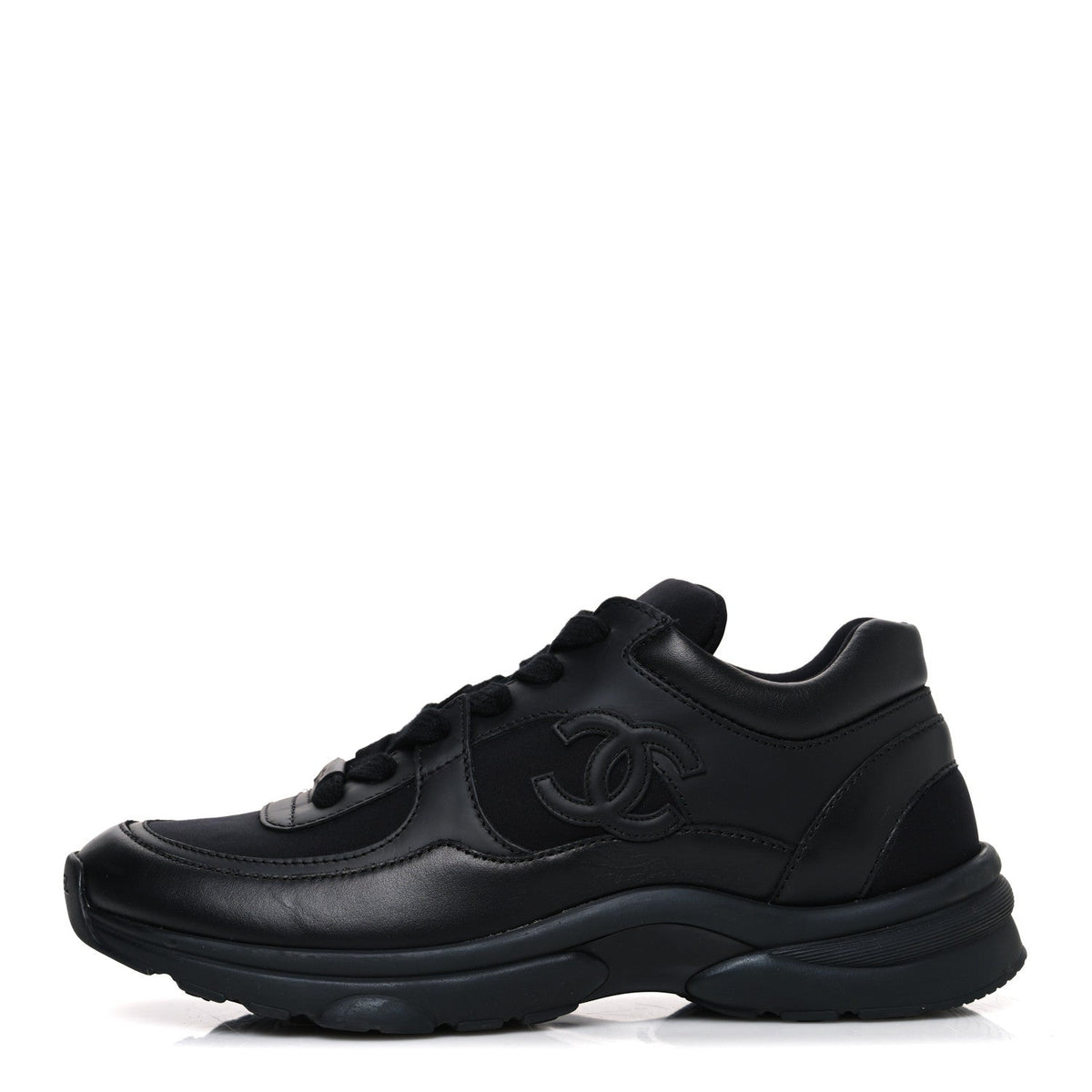 Lambskin Fabric CC Sneakers 36.5 Black