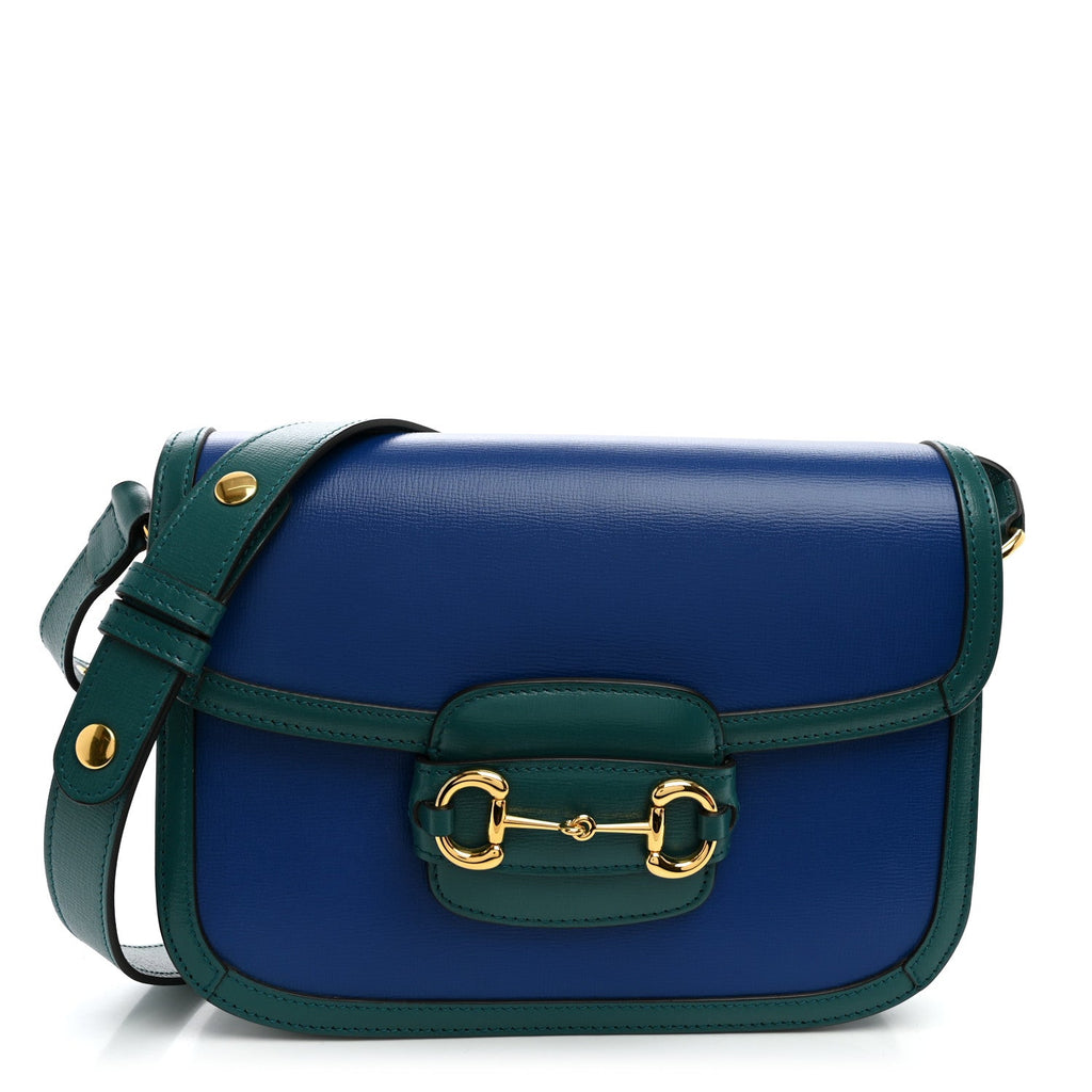 Azalea Calfskin Horsebit 1955 Shoulder Bag Imperial Blue Pavone