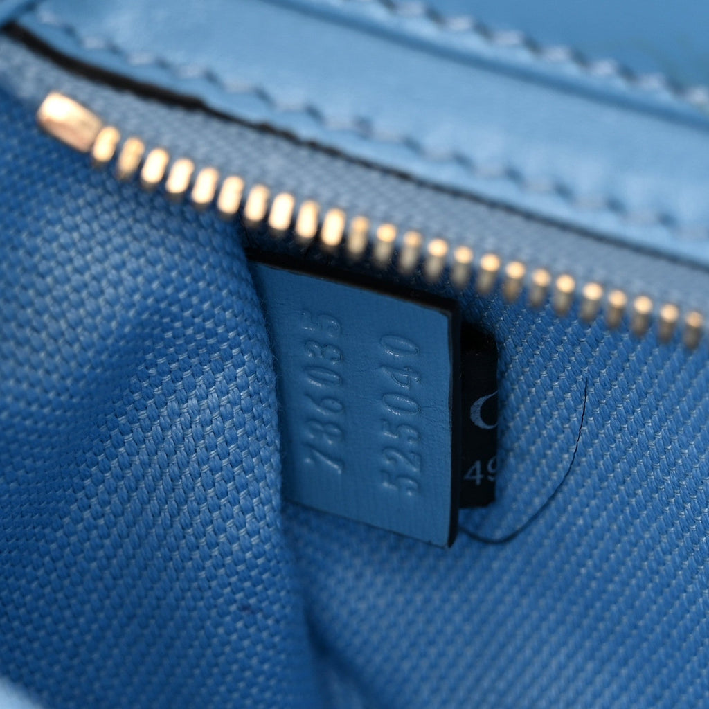Calfskin Monogram Mini Moon Side Shoulder Bag Blue Blue Blue