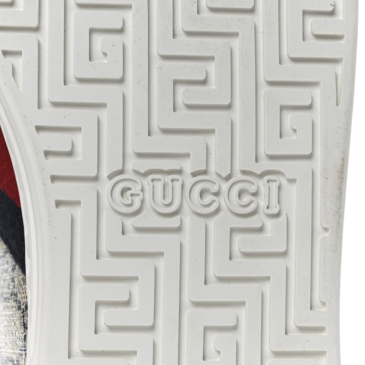 GG Supreme Monogram Metal Web Mens Ace Sneakers 7.5 Beige Blue Silver