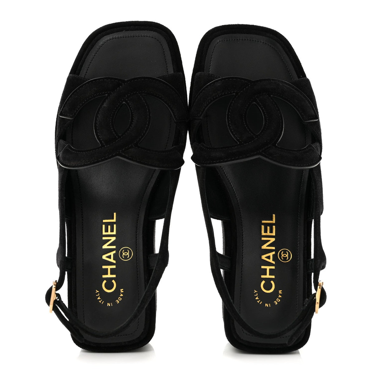 Suede Calfskin Platform CC Sandals 35 Black